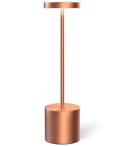 Image of Swinerton Cordless Table Lamps Rechargeable, Portable LED Desk Lamp, 5000mAh Battery Powered Wireless Table Light - 3 Color Dimmable Lighting for Restaurant Dining Patio Outdoor Bedroom(Rose Gold)