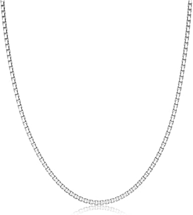 ASDULL 925 Sterling Silver Box Chain 2mm Silver Necklace for Men Silver Square Box Link Chain for Women 18 Inches