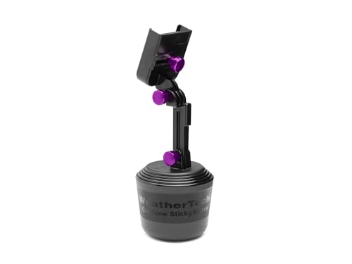 WeatherTech CupFone with Extension  Adjustable, Universal Cup Holder Cell Phone Mount Car & Truck Accessory  Best Design for iPhone & Smartphone Charging  Violet Metal Knobs