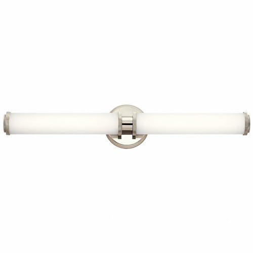 Kichler Indeco 27" LED Linear Vanity Light with Satin Etched White Glass in Polished Nickel