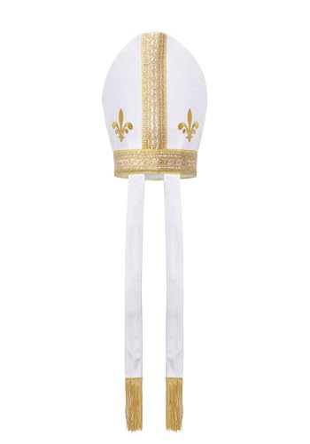 ANINECT Mens Pope Hat Adult Priest Headpiece Catholic Cardinal Cap Cosplay Costume Accessory