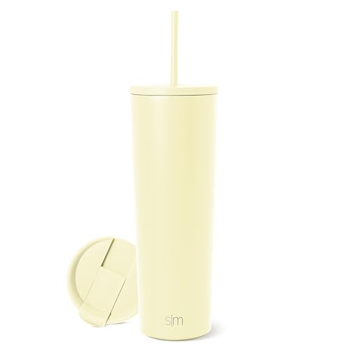 Image of Simple Modern Classic Tumbler with Straw Lid | Insulated Iced Coffee Cup Reusable Stainless Steel Water Bottle Travel Mug | Gifts for Women Men Her Him | 28oz | Buttercup