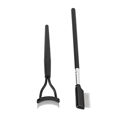 Eyelash Grooming Brushes Set Stainless Steel Folding Teeth Lash Separator 2pcs