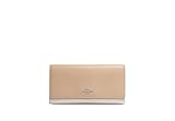 COACH Signature Leather Trifold ID Wallet - #F88024, Brown, Medium (Sandy Beige Multi)