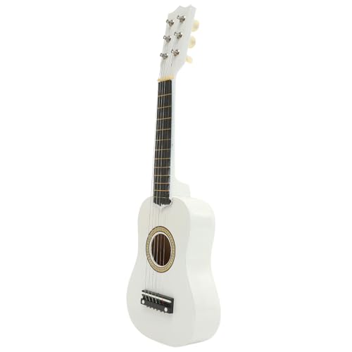 SOPOTUTU Guitarra acústica branca para iniciantes, instrumento musical de madeira seguro e confortável para aprender e oferecer