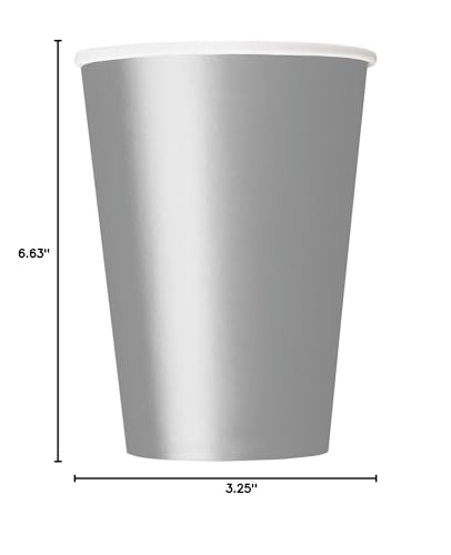 Silver Solid Paper Cups - 12 oz (Pack Of 10) - Disposable Drinkware - Perfect For Parties, Events & Gatherings