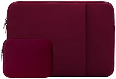 RAINYEAR Laptop Sleeve Case Compatible with 13.3 Inch Notebook Computer Chromebook 2021 2022 New 14" MacBook Pro M1 A2442 Protective Cover Soft Bag with Front Pocket & Accessories Pouch(Red)