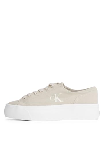 Calvin Klein Haut Vulc Flatform Low CV MG Yw0yw01763 pour Femme, Beige Coquille d'œuf Blanc crème, 40 EU