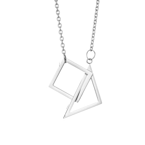 Collier en acier pour homme anti-noircissement avec pendentif carré