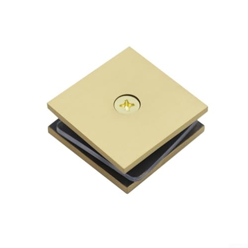Filteilect Abrazadera de vidrio de latón para vidrio templado de 8-12 mm, abrazadera cuadrada en U para puerta de baño y mampara de ducha, herrajes de panel fijo (dorado)