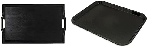 GET RST-2517-1-BK Coffee Table/Ottoman Tray with Handles, 25" x 16", Plastic, Black & Carlisle FoodService Products Cafe Plastic Fast Food Tray, 14" x 18", Black