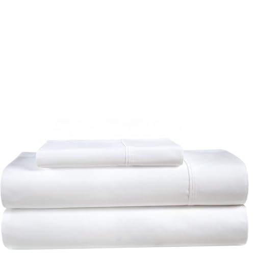 CHATEAU HOME COLLECTION Twin Bed Sheets Set Egyptian Cotton Sheets 400 Thread Count 3 Piece Luxury Hotel Bedding Soft & Comfy 15 Inch Deep Pocket Machine Washable No Pill White