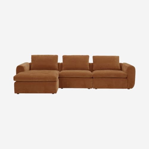 Habitat - Grand canapé d'angle Gauche modulable en Tissu - Marron Noisette Ameria