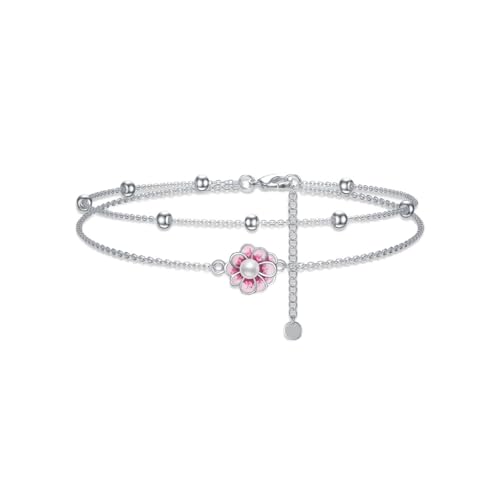 Image of Nature Style Bracelet for Women Charm Link Bracelet Adjustable Pineapple /Dragonfly /Butterfly /Daisy /Highland Cow Anklet Bracelet 925 Sterling Silver Anniversary Jewelry Birthday Gifts