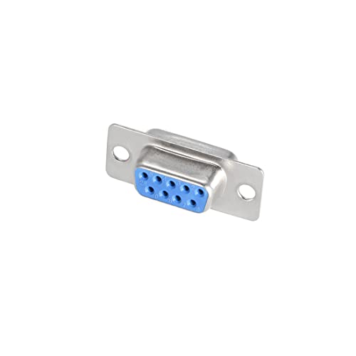 Image of sourcing map D-sub Connector DB9 Female Socket 9-pin 2-row Port Terminal Breakout for Mechanical Equipment CNC Computers Blue Pack of 5