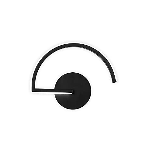 Lámpara de pared negra curva con LED de 8W mate moderna para iluminar pasillos y dormitorios