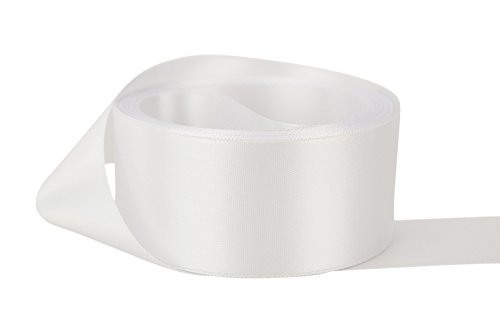 Ribbon Bazaar Double Faced Satin 7/8 Inch White 50 Yards 100% Polyester Ribbon #TOP14