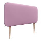 DHOME Cabecero Tapizado Liso Redondeado Polipiel con Patas para Pared Acústicos Cabeceros Absorbentes Cabezal Cama Dormitorio (Rosa, 105cm)