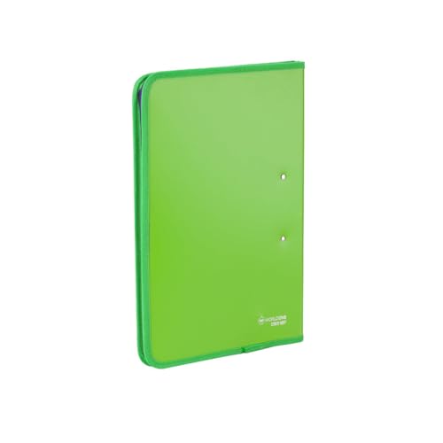 Image of Worldone Zipper Display Book Folder for Documents, with Name Card, Made of 0.8mm Virgin PP Material with 20 Bound Plastic Binder Sleeves, Size FC (fullscap), Radiant Green, Set of 1