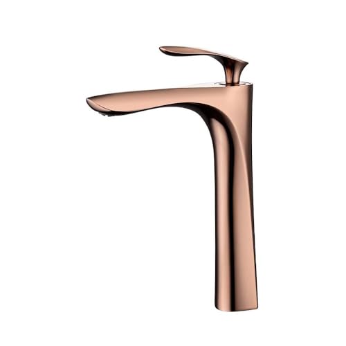 Image of ZAP Lavish Rose Gold Basin Mixer Tap | Hot & Cold Wash Basin Faucet | Stainless Steel Bathroom Sink Mixer | Deck Mounted Rust Resistant Vanity Faucet
