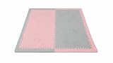 LuBabymats Mini - Alfombra Puzzle de Viaje para bebés, Suelo Extra Acolchado de Foam (EVA). Medida: 110x110 cm. Color Rosa y Gris