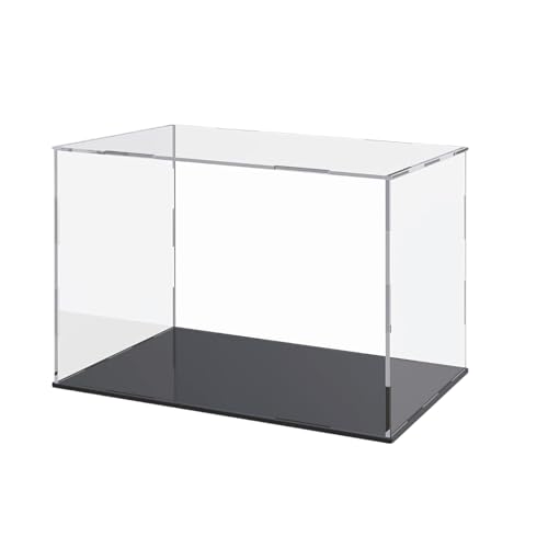 Image of Premium Acrylic Display Case for Collectibles, Action Figures & Toys | Transparent Dustproof Display Box with Black Base (14.5 inch L x 11 inch W x 11 inch H)