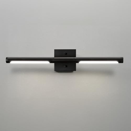 Image of Globe Electric 63000203 5-Piece All-in-One Bathroom Set, 2-Light LED Vanity Light, Matte Black, 1200 Lumen, Towel Bar, Robe Hook, Toilet Paper Holder, Towel Ring, Bathroom Lights Over Mirror