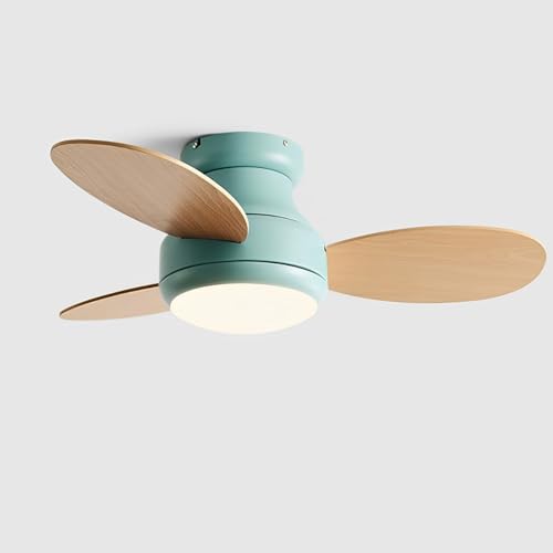 Ventilador de Techo con luz, silencioso, para Interiores, 6 velocidades, 3 aspas, 24 W, LED, con Control Remoto e Interruptor de Pared, para Dormitorio, Sala de Estar y Comedor.