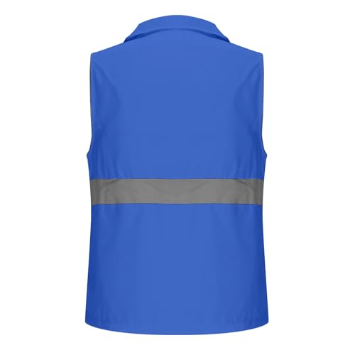 High Vis Safety Vest Womens Breathable Zip Up Sleeveless Reflective Strip Waistcoat Fish Hiking Vest with Zip Closure Pockets3