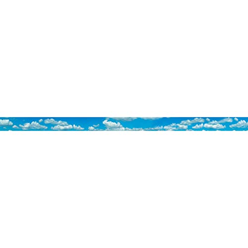 Frise adhésive décorative 15 cm X 300 cm, ciel bleu et nuages blancs, autocollante pour décoration murale intérieure.