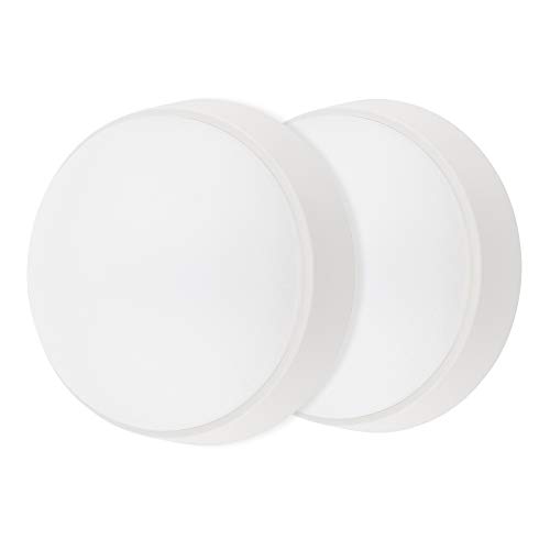 M EGA MEGACUBE Lampe de cloison LED Rond Plafonnier Applique Éclairage Luminaire, 10W 4000K 700LM IP54, Pour lIntérieur et lExtérieur  Blanc, 2 PACK