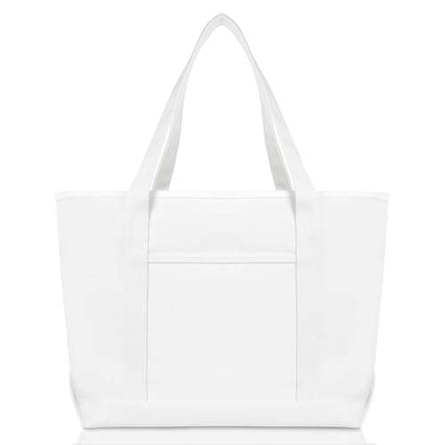 Image of DALIX 23 inch Premium 24 oz. Cotton Canvas Shopping Tote Bag