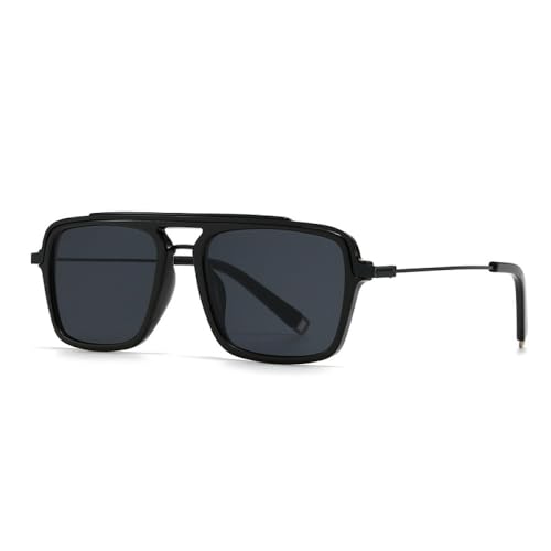 Lunettes de soleil rétro pour hommes et femmes verres carrés double pont de mode