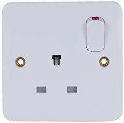 Schneider Electric Lisse White Moulded - Switched Non-Standard Single Power Socket, 13A, GGBL3050NS, White