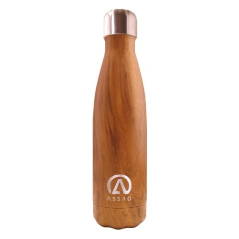 Botella isotérmica de acero inoxidable ASSAO, 500 ml, color madera Cover