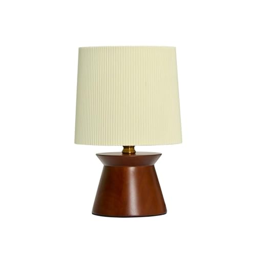 Qxmiguel Lámparas de mesa Chinese Vintage Wooden Base Bedside Table Lamp French Modern Farmhouse Desk Lamp Living Room Bedroom Lighting Fixture Lampara esctitorio