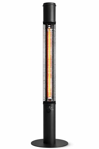 Field & Flame Carmanah Electric Patio Heater 1500W – Freestanding Tower Outdoor Heater with 2 Heat Settings, Carbon Fibre Element & Tip-Over Protection – Black