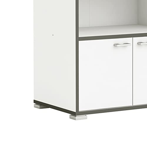 Mueble-Auxiliar-para-Cocina-con-Tres-Puertas-y-un-Cajon-Color-Blanco-y-perfiles-Gris-107x90X40cm