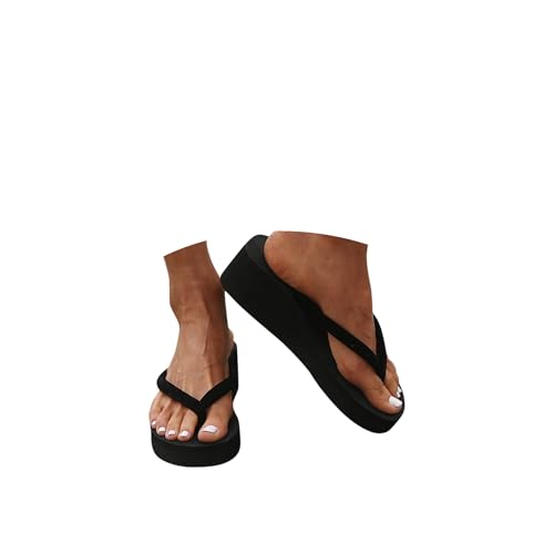 Platform Flip Flops for Women with Arch Support High Heel Wedge Sandals Comfortable Walking Beach Cushion Sandals