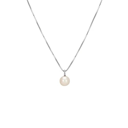 Pendentif argent 925 perle solitaire, le cadeau de 18 pouces idéal pour femme