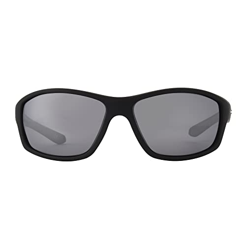 Panama Jack Men's Polarized Floating Silver Flash Wrap Sunglasses, Black, 633