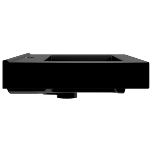Lavabo de cerámica rectangular negro 60x46 cm de pared moderno 6