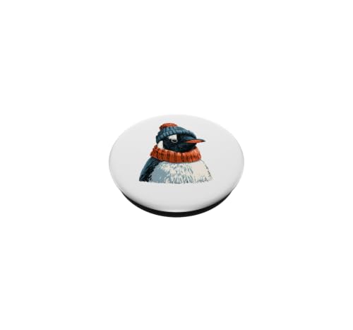 Pingouin Portant Un Bonnet et Une écharpe, Animal d'hiver Amusant PopSockets PopGrip Adhésif – vue 2