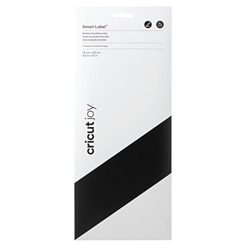 Cricut Joy Smart Label Writeable Vinyl Removable | Black | 33cm (13) | 4 x Self Adhesive Sheets | for use with, 2010002