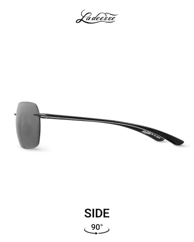 LADEESSE Sunglasses Men - Rimless Square Polarized Sunglasses - Lightweight TR90 Frame Sun Glasses with UV Protection4