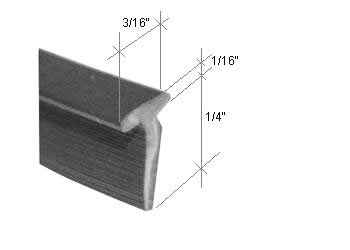 Gordon Glass Gray Shower Door Vinyl T Sweep and Drip Seal - 7 ft Long