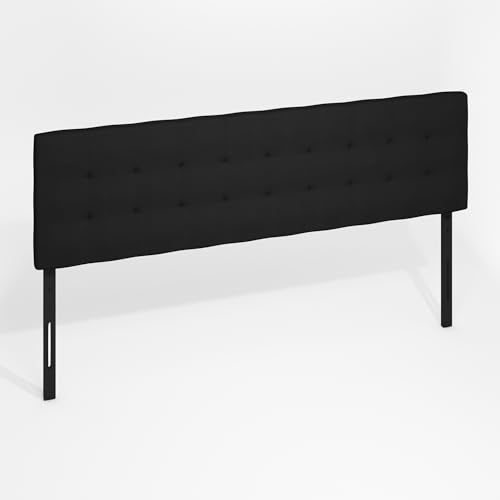 Image of Furinno Roanne Headboard King Size, Tufted Upholstered Wooden Head Board, Bed Frame Mount, Easy Assembly, for Bedroom, Dorm, Plain Black