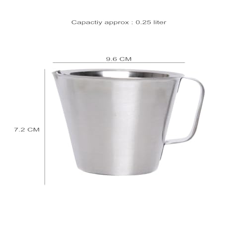 Image of KMW Stainless Steel Measuring Jug with Handle Without Base- 250 ml (Pack of 2) I for Craft, Kitchen, Baking, and Liquid