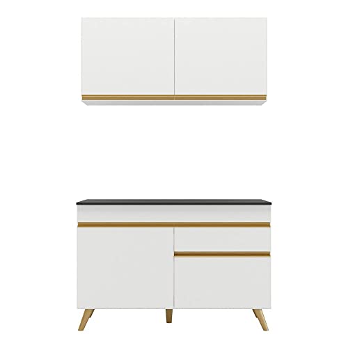 Cozinha Compacta 2 pç c/Armário e Balcão Mp3687 Veneza Gw Multimóveis Branca
