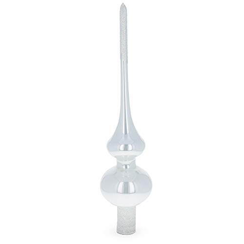 Glossy Solid White Glass Christmas Tree Topper 11 Inches #TOP14